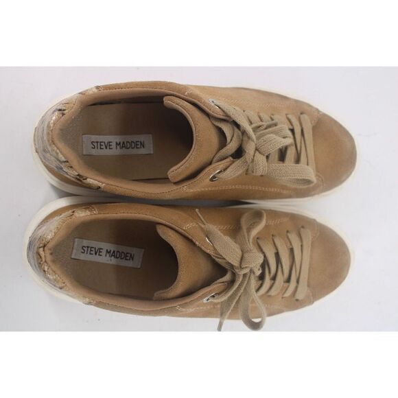 Steve Madden Charlie Taupe Suede Lace Up Rounded Toe Fashion Low Top Sneakers 9 - Picture 10 of 11